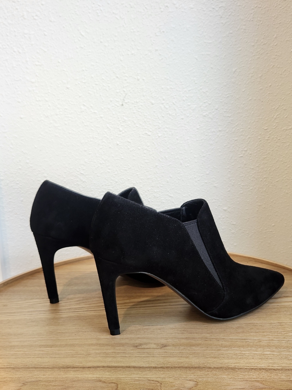 Cole Haan Black Suede High-Heel Ankle Pumps